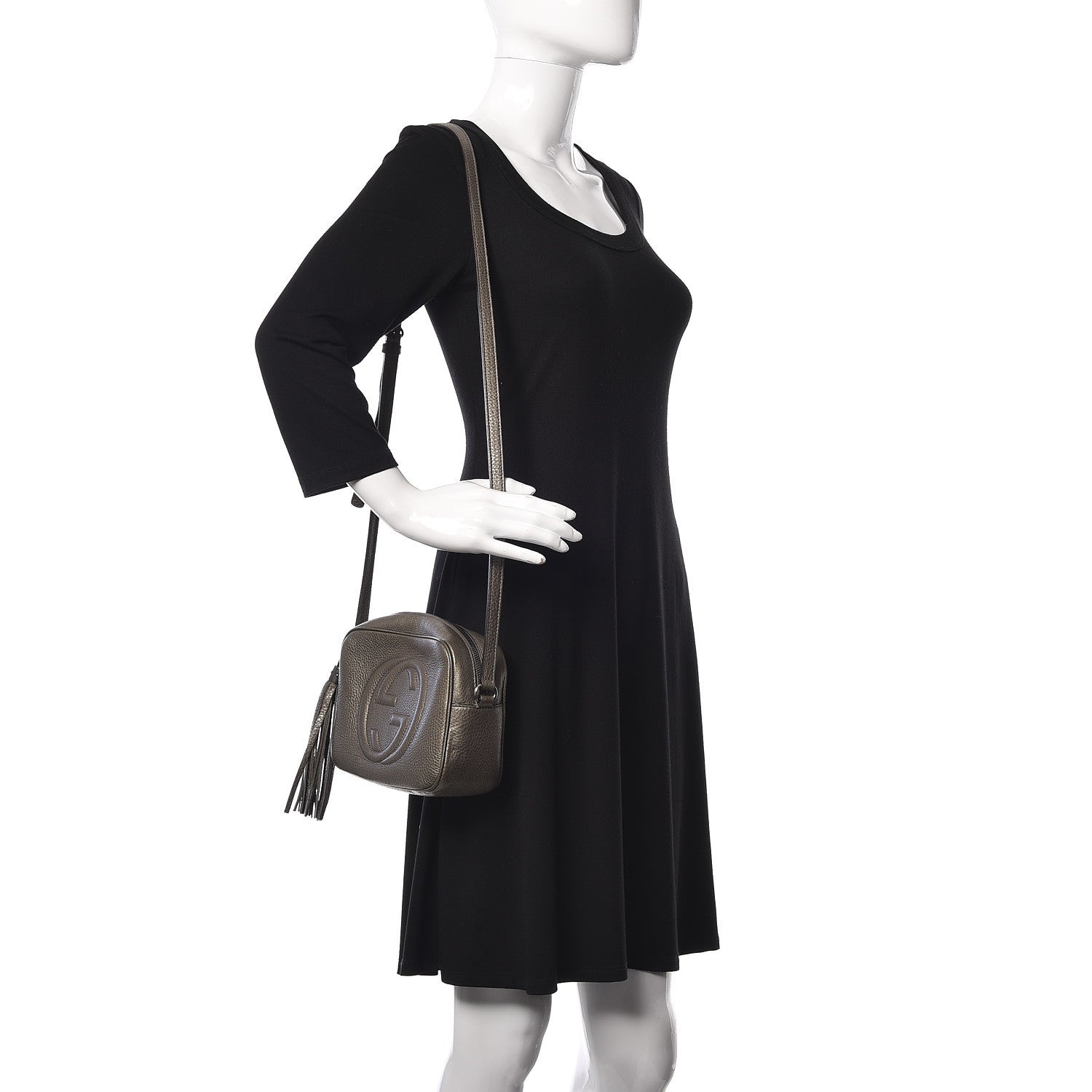 Gucci Metallic Pebbled Calfskin Small Soho Disco Bag Sasso 2 of 10