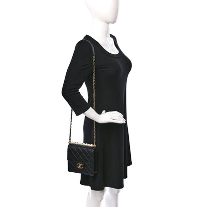 Chanel Lambskin Quilted Chic Pearls Flap Black 2 of 12