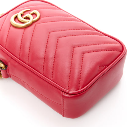 Gucci Calfskin Matelasse Mini GG Marmont Crossbody Bag Hibiscus Red 9 of 11
