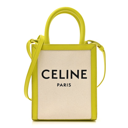 Celine Canvas Calfskin Mini Vertical Cabas Neon Yellow 1 of 14