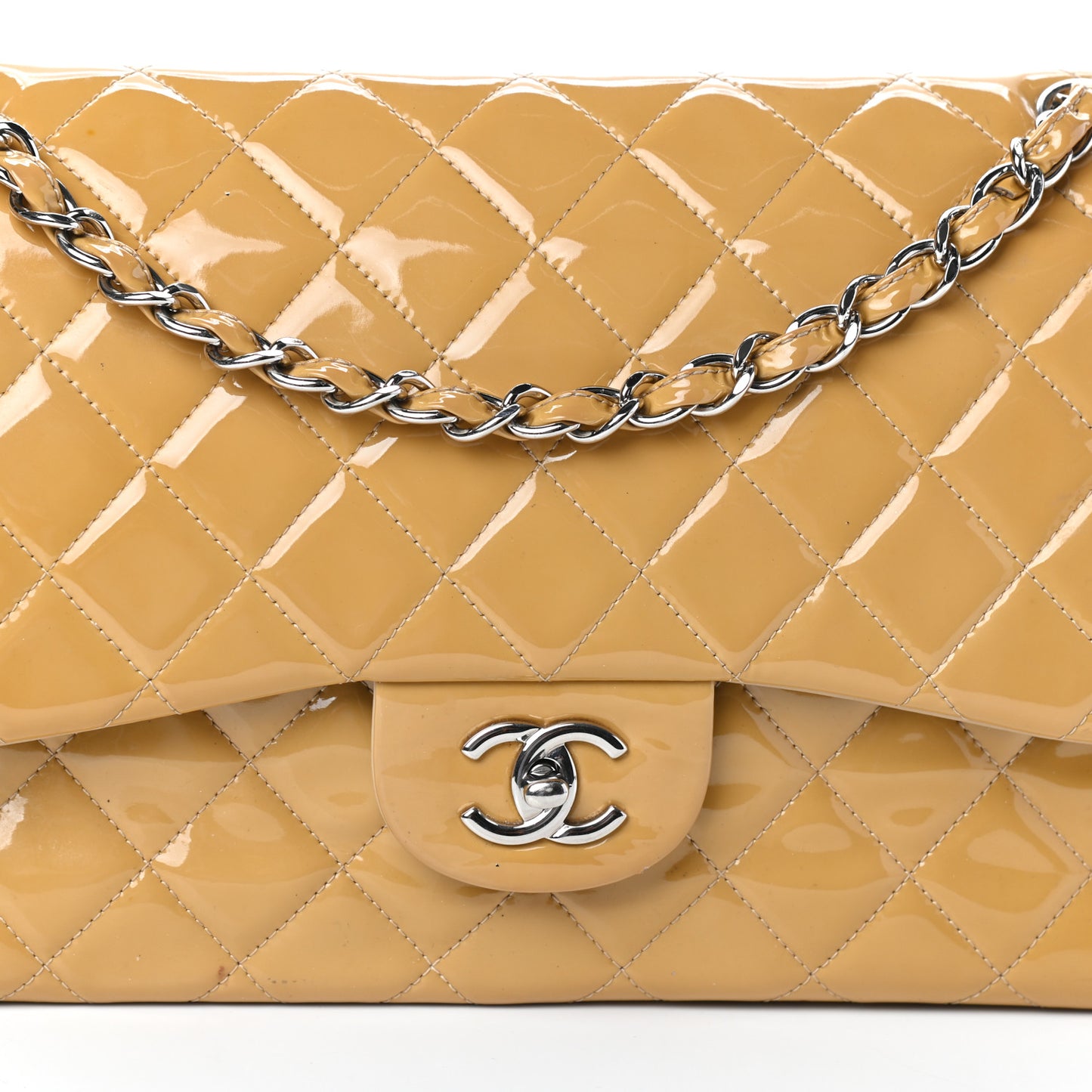 Patent Quilted Jumbo Double Flap Yellow
