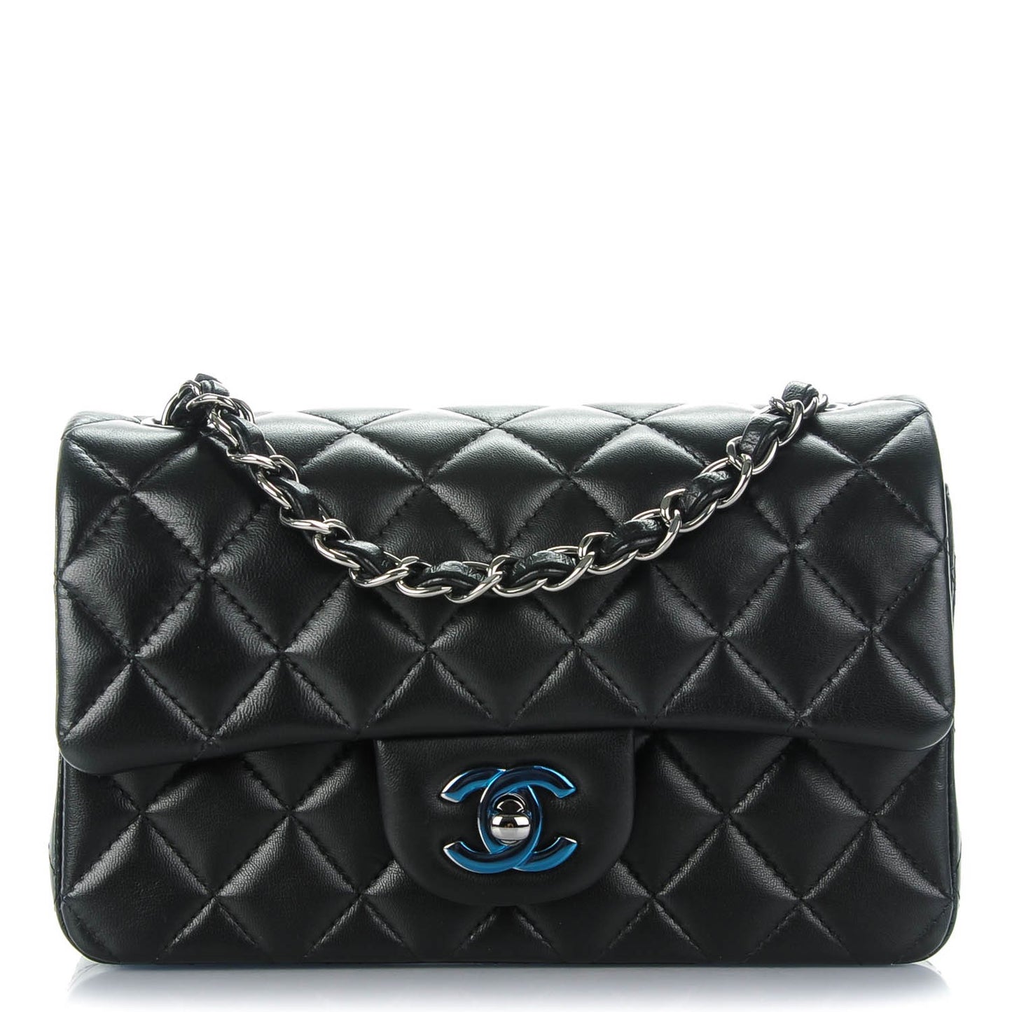 Lambskin Quilted Mini Rectangular Flap Black