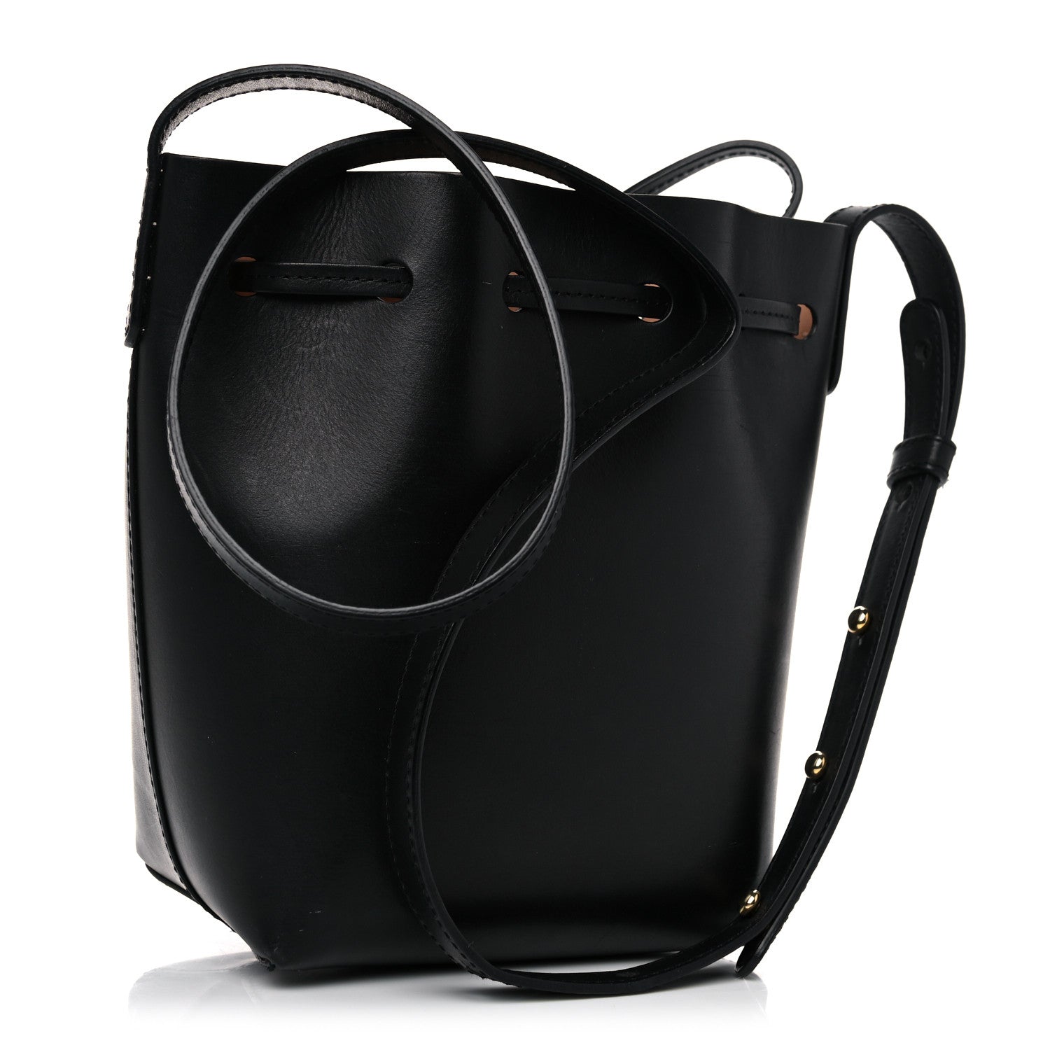 Mansur Gavriel Calfskin Mini Bucket Bag Black Ballerina 3 of 14