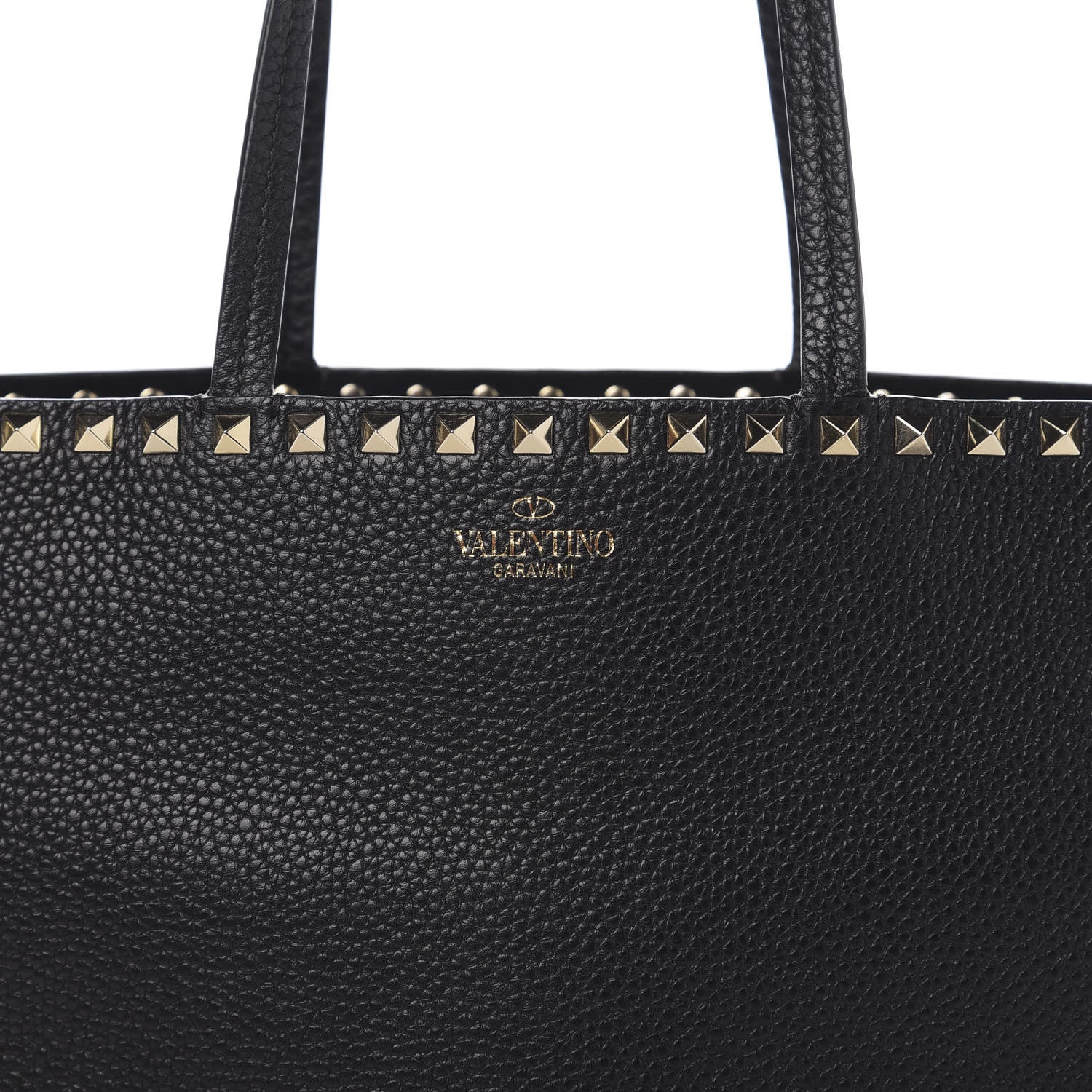 Valentino Garavani Grained Calfskin Small Rockstud Shoulder Tote Black 9 of 9