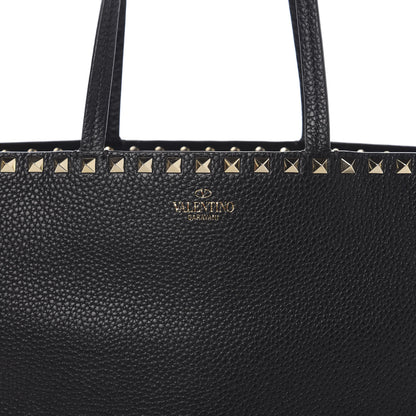 Valentino Garavani Grained Calfskin Small Rockstud Shoulder Tote Black 9 of 9