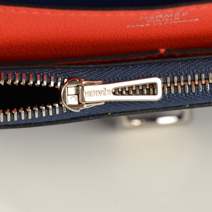 Hermes Evercolor Bi Color Compact Dogon Wallet Bleu Saphir Capucine 2 of 12