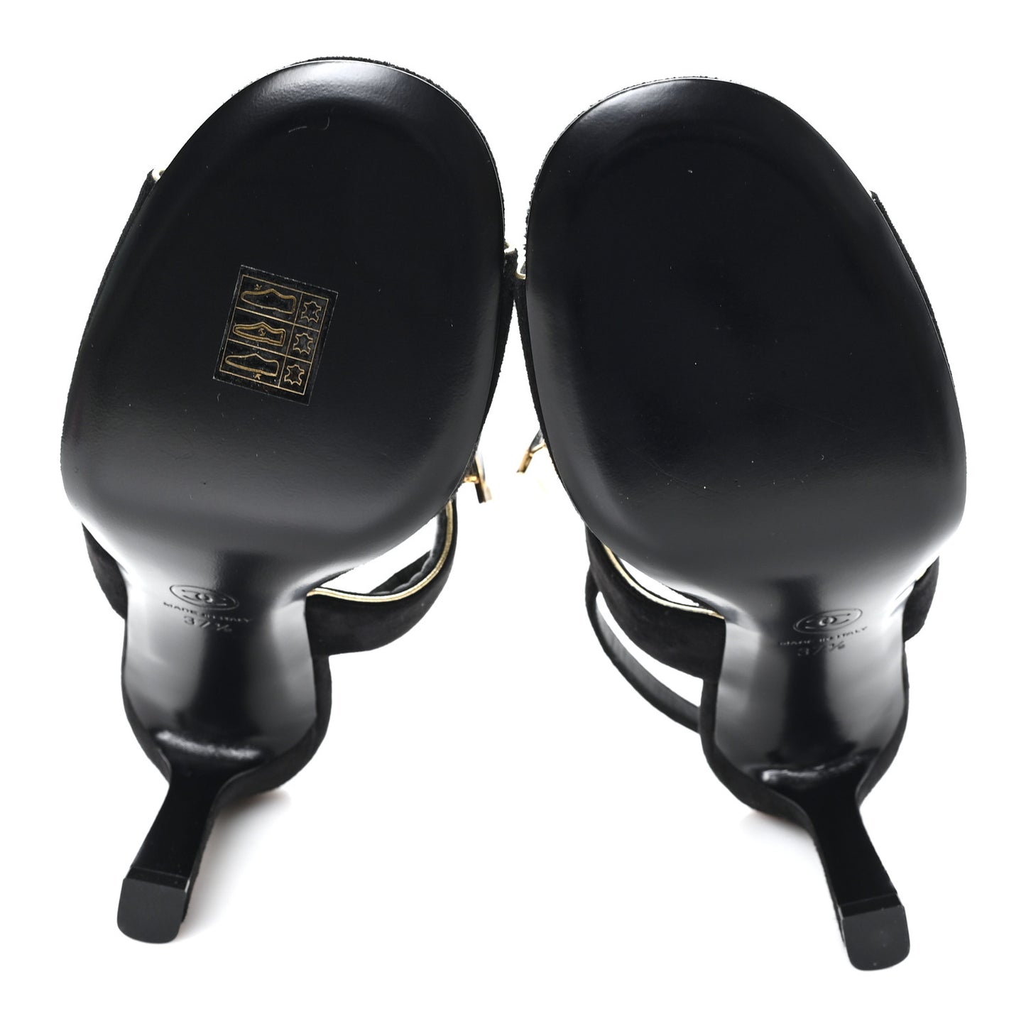 Suede CC Bow Slingback Pumps 37.5 Black Gold