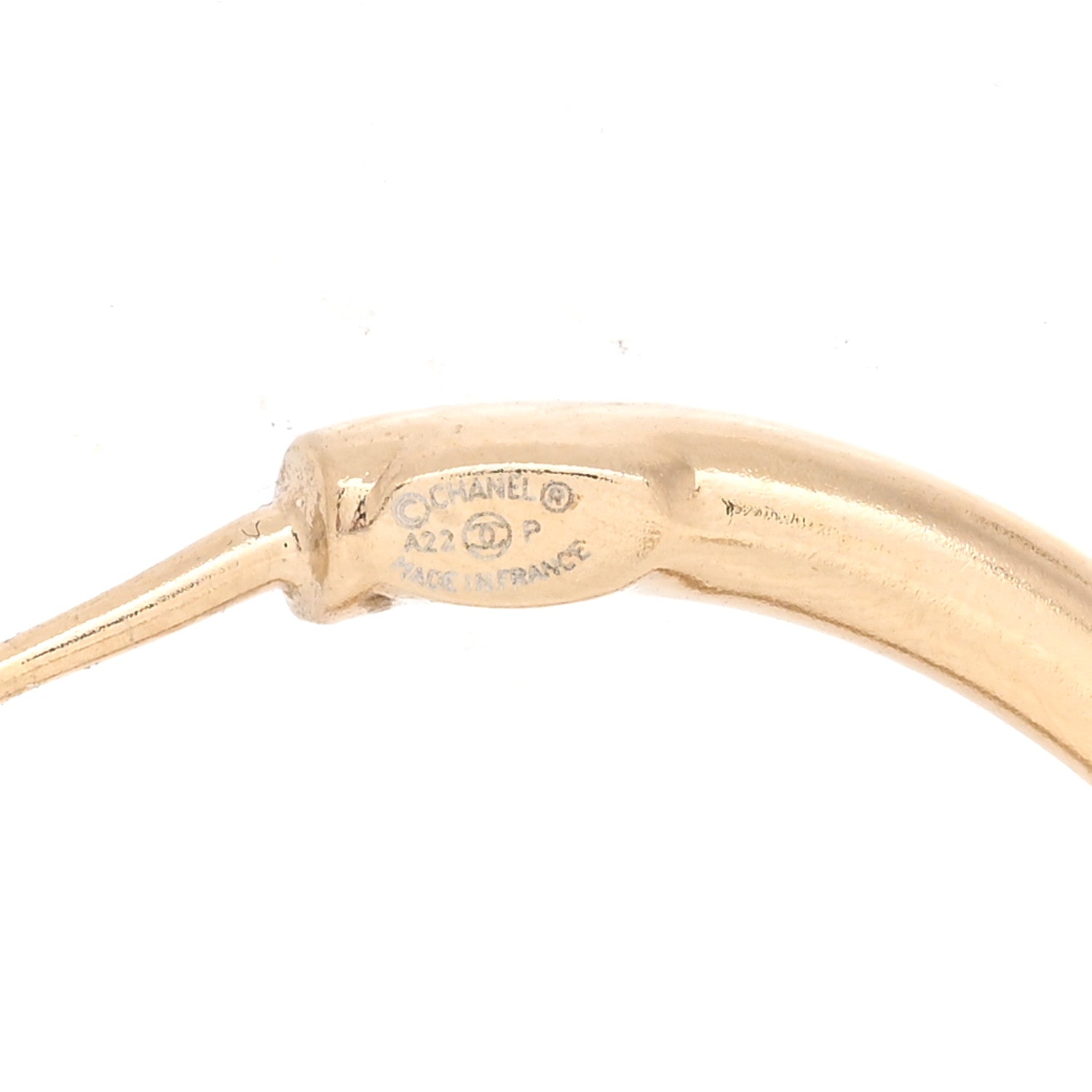 Chanel Metal Textured CC Hoop Earrings Gold 5 of 6