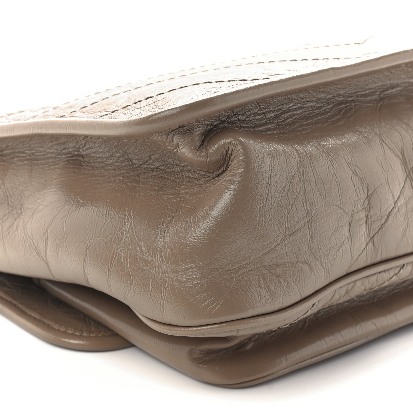 Crinkled Calfskin Matelasse Monogram Medium Niki Chain Satchel Light Taupe