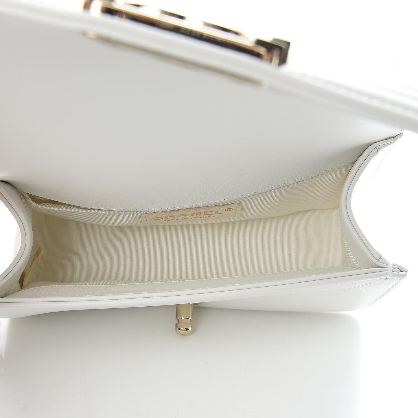 Calfskin Pearl Small Boy Flap White