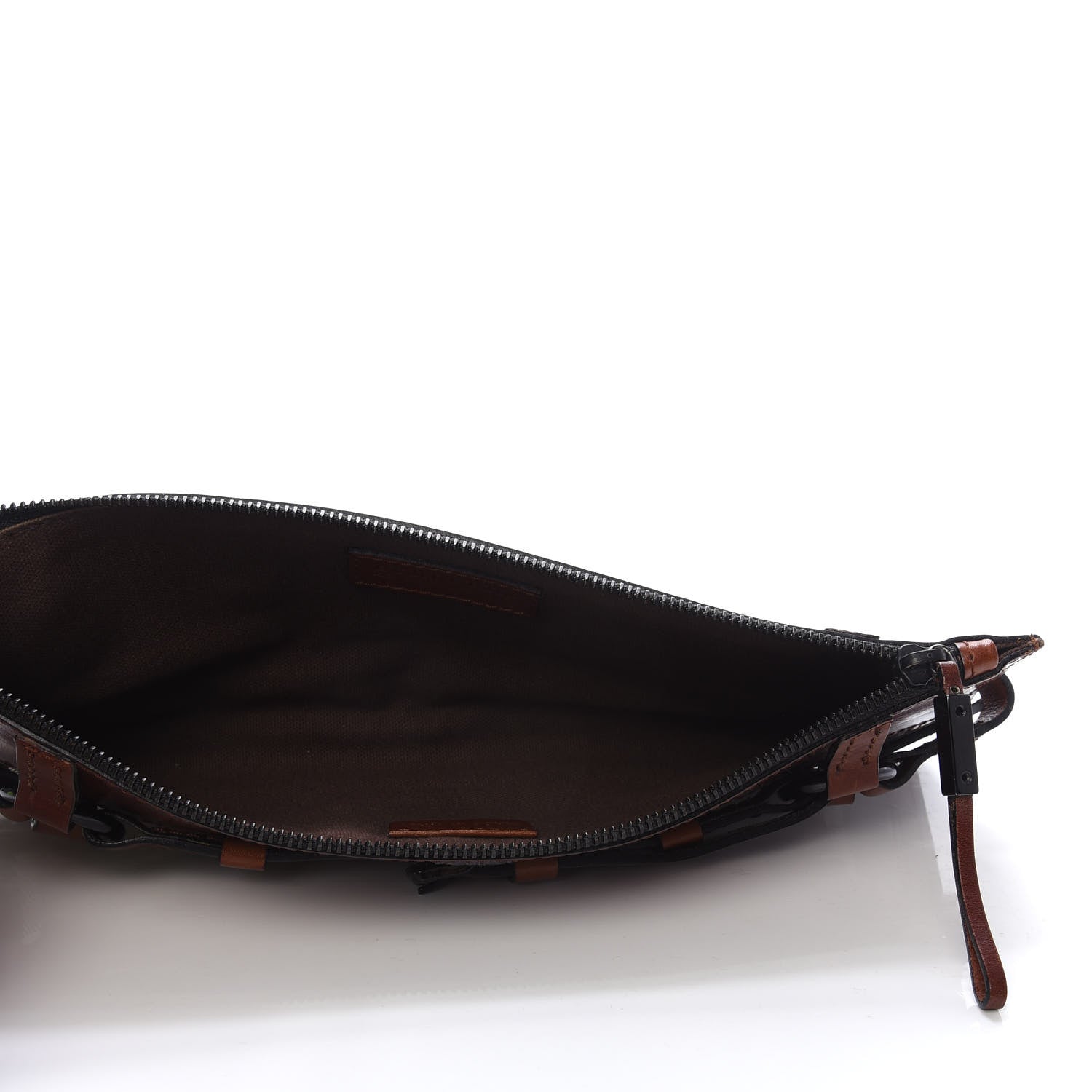 Burberry Bridle Calfskin House Check Zip Pouch Dark Tan 5 of 10