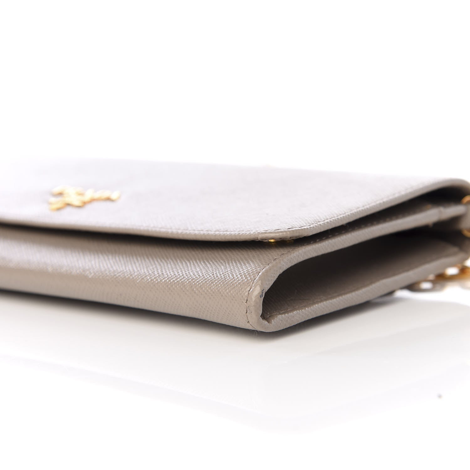 Prada Saffiano Metal Oro Chain Wallet Argilla 8 of 9