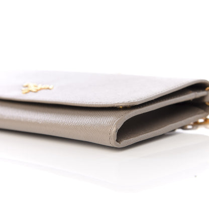 Prada Saffiano Metal Oro Chain Wallet Argilla 8 of 9