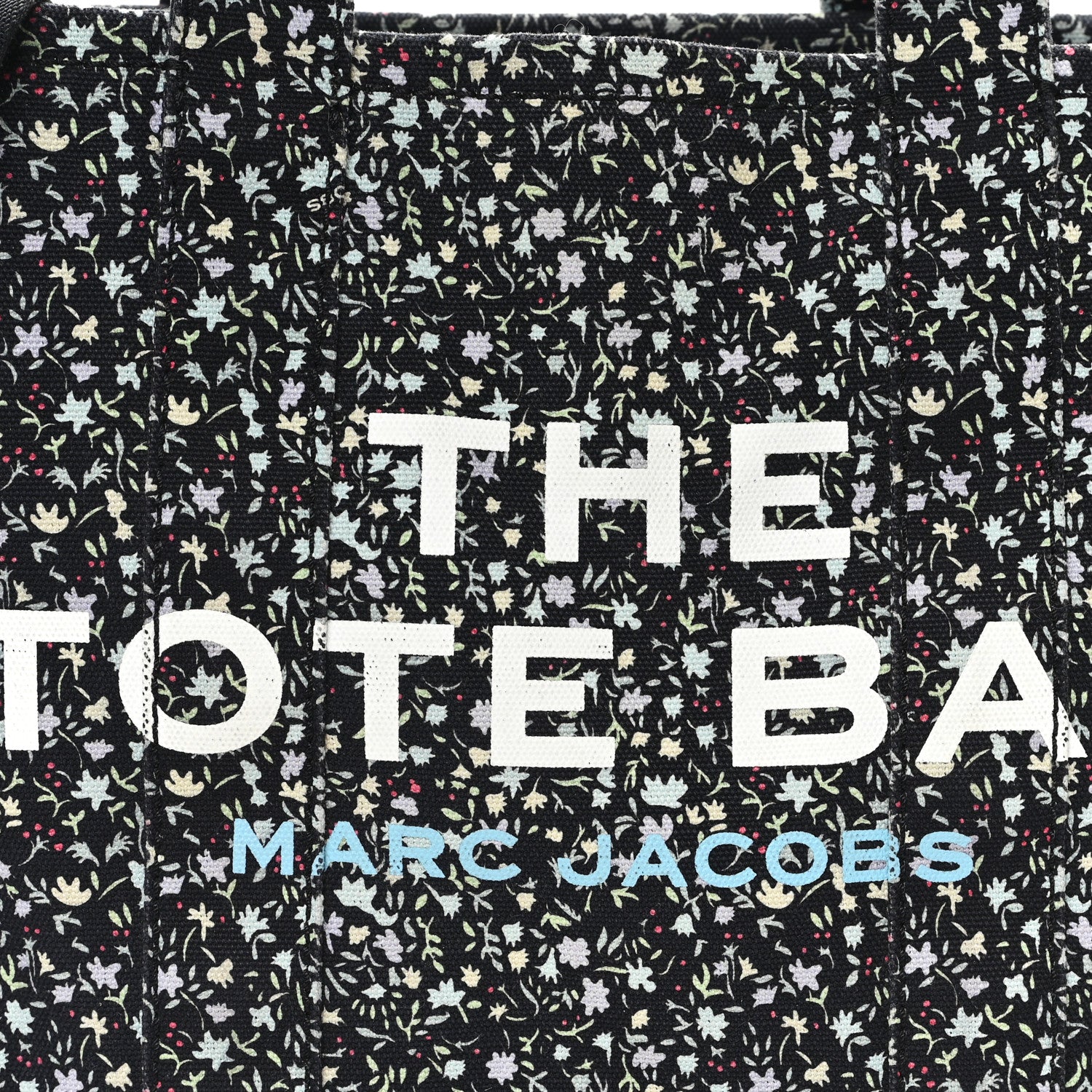 Marc Jacobs Cotton Canvas Floral Print Medium The Traveler Tote Bag Black 8 of 11