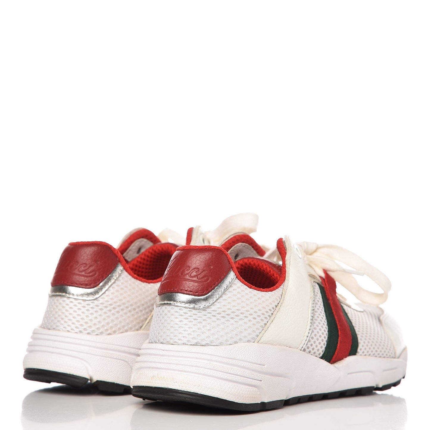 Calfskin Air Mesh Web Sneakers 36 White