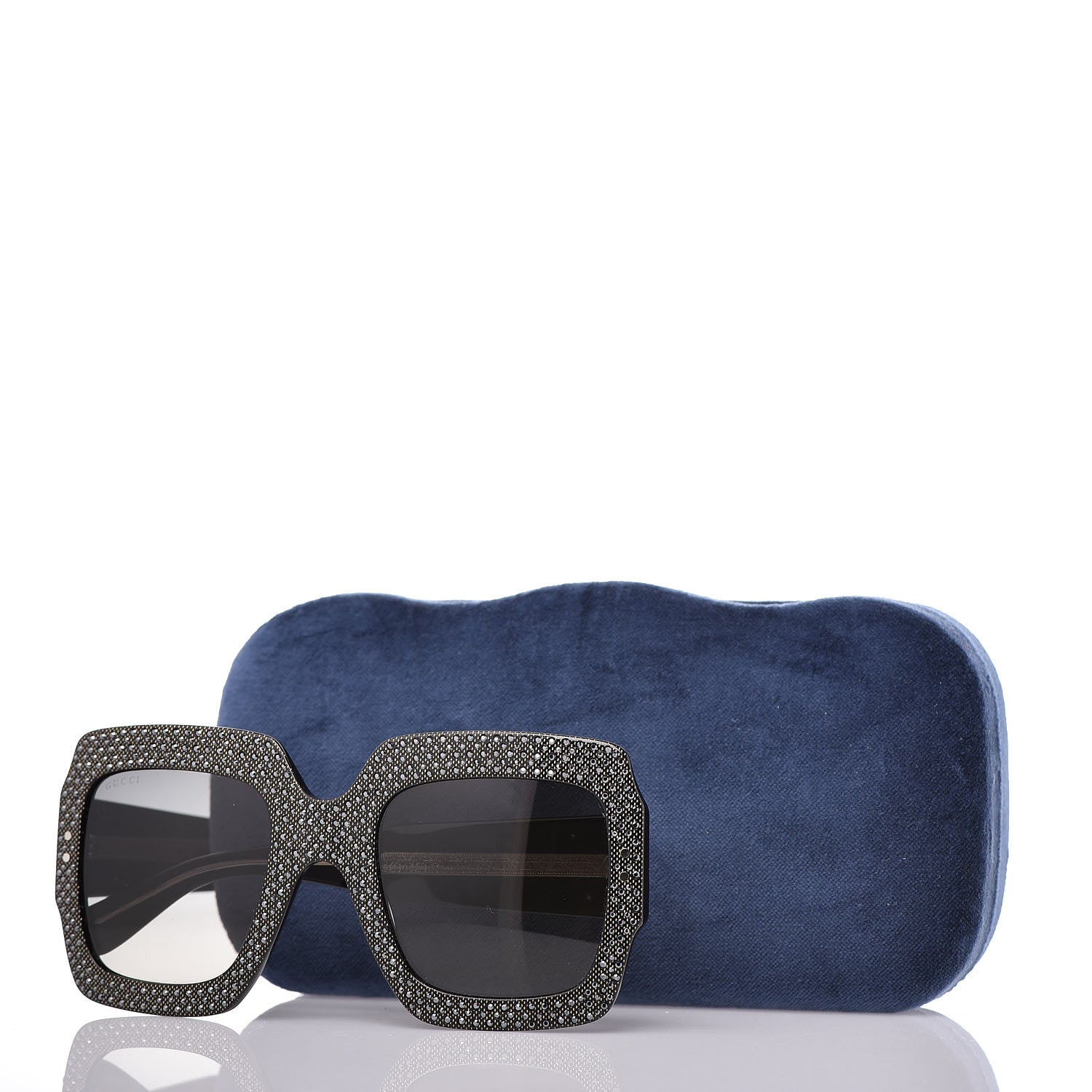 Gucci Crystal Square Frame Sunglasses GG0048S Black 7 of 7