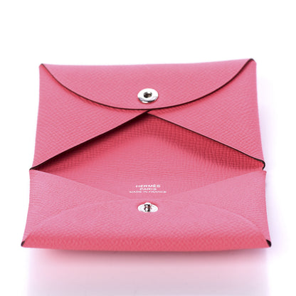 Hermes Epsom Calvi Card Case Rose Azalee 3 of 5