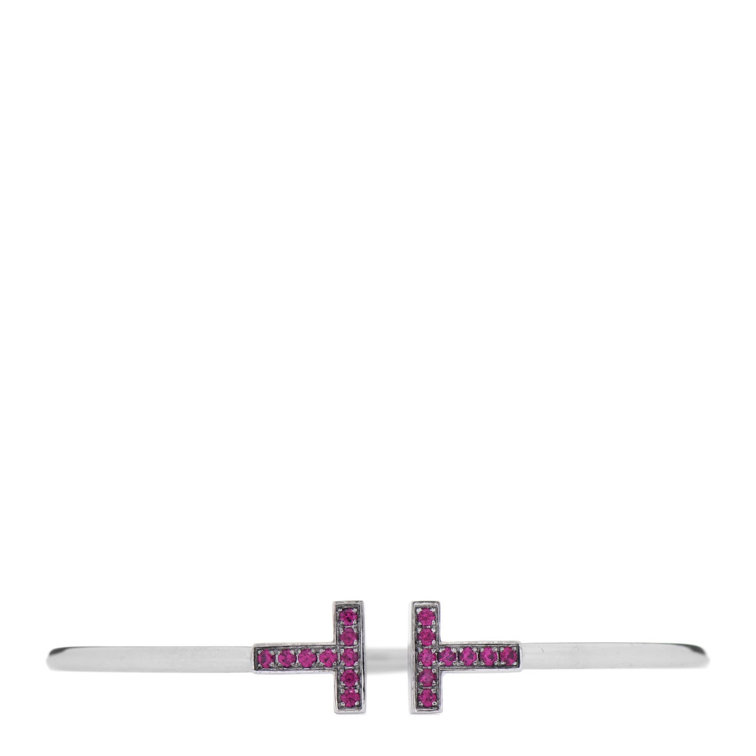 Tiffany 18K White Gold Ruby T Wire Bracelet 1 of 5