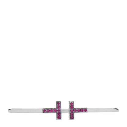 Tiffany 18K White Gold Ruby T Wire Bracelet 1 of 5