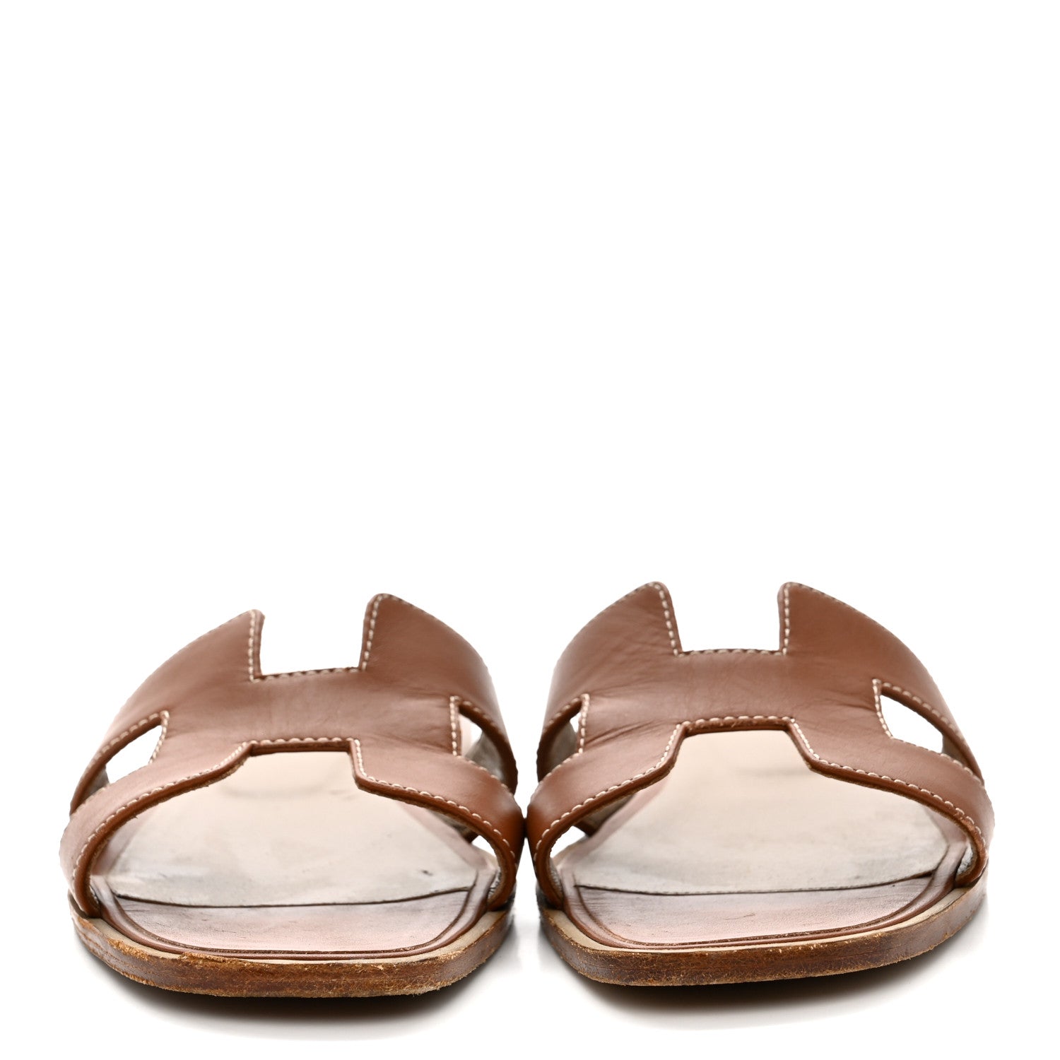 Hermes Box Calfskin Oran Sandals 36 Gold 3 of 9