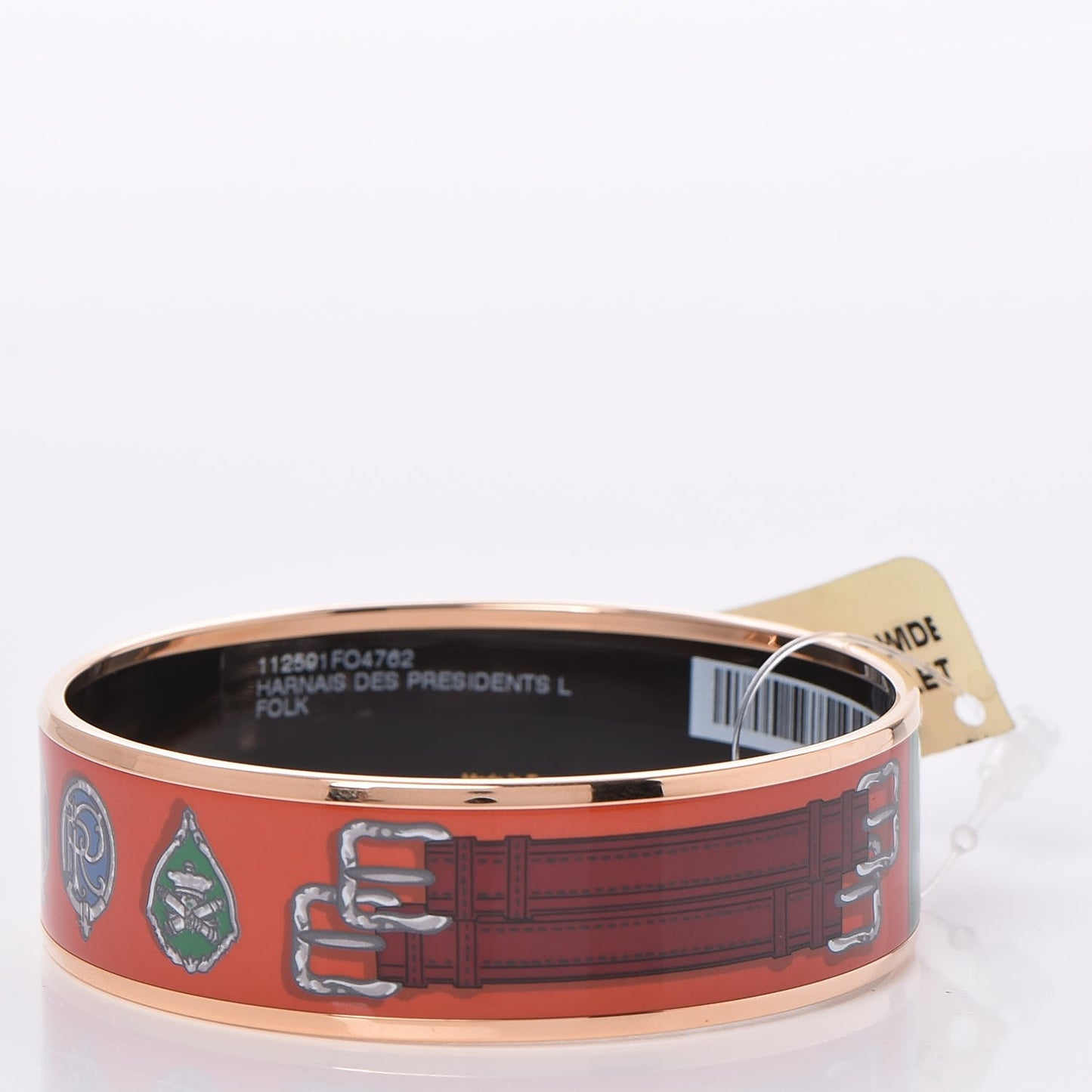 Enamel Printed Harnais Des Presidents Wide Bracelet 62 Folk