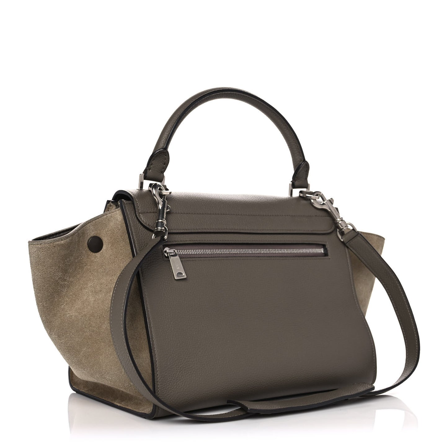 Drummed Calfskin Suede Large Trapeze Souris