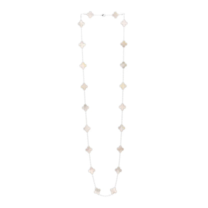 Van Cleef & Arpels 18K White Gold Mother of Pearl 20 Motifs Vintage Alhambra Necklace 3 of 5
