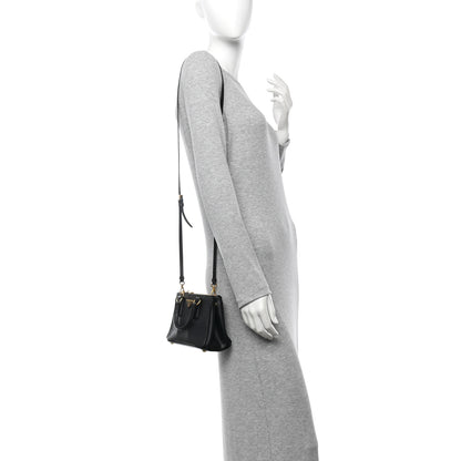 Prada Saffiano Lux Micro Galleria Double Zip Tote Black 2 of 14