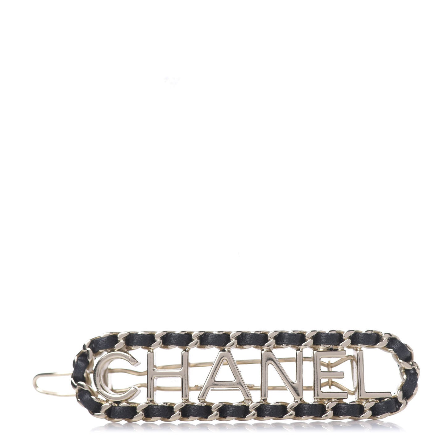Metal Lambskin Vintage Allure Logo Hair Clip Black Gold