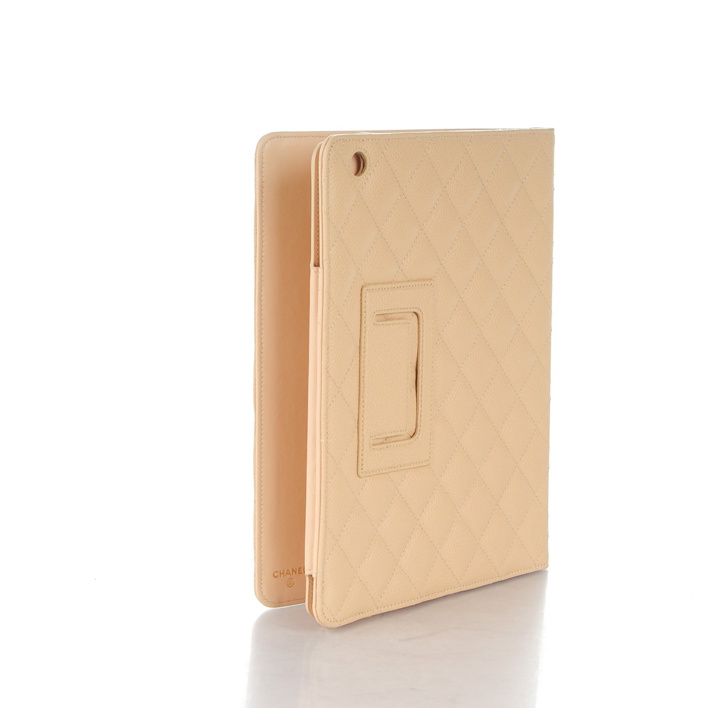 Caviar Quilted iPad Case Light Beige