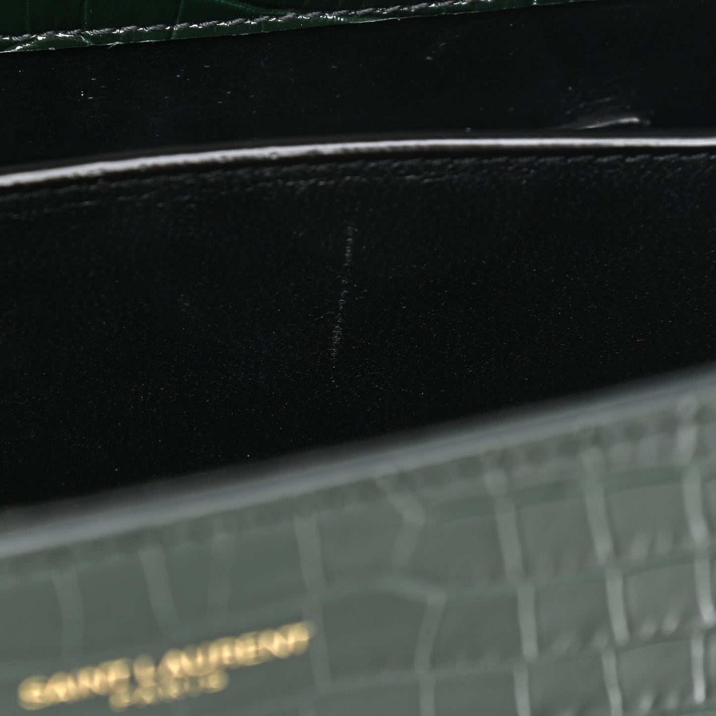Calfskin Crocodile Embossed Mini Classic Monogram Cassandra Top Handle Green