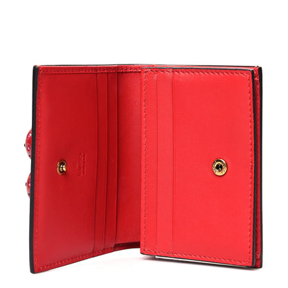 Gucci GG Supreme Monogram Cherry Embellished Card Case Wallet Hibiscus Red 5 of 8
