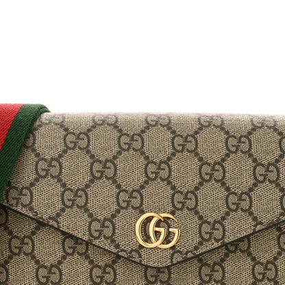 Gucci GG Supreme Monogram Textured Dollar Calfskin Web Mini Ophidia Envelope Shoulder Bag Beige Ebony 8 of 12