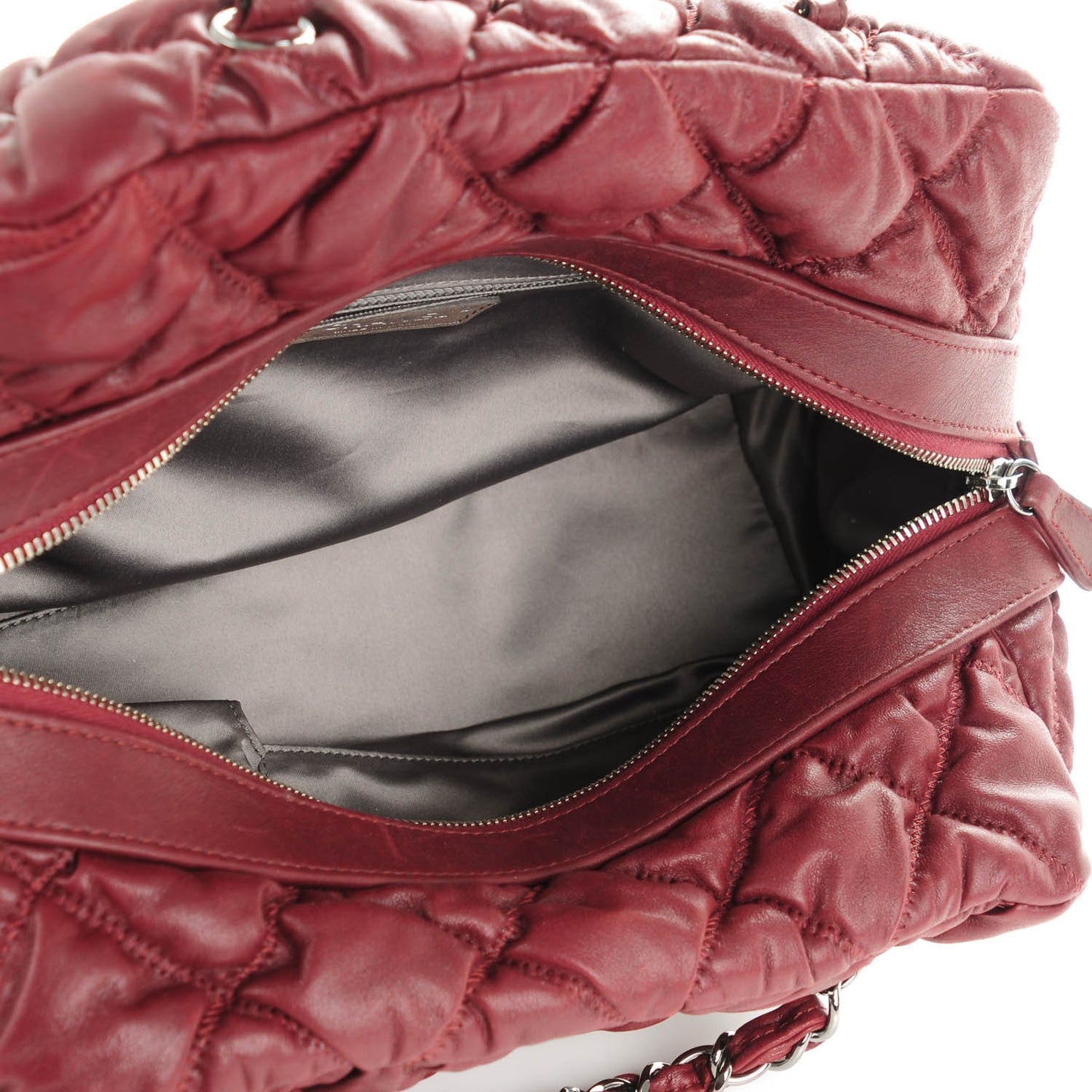 Calfskin Bubble Quilt Bowler Bordeaux