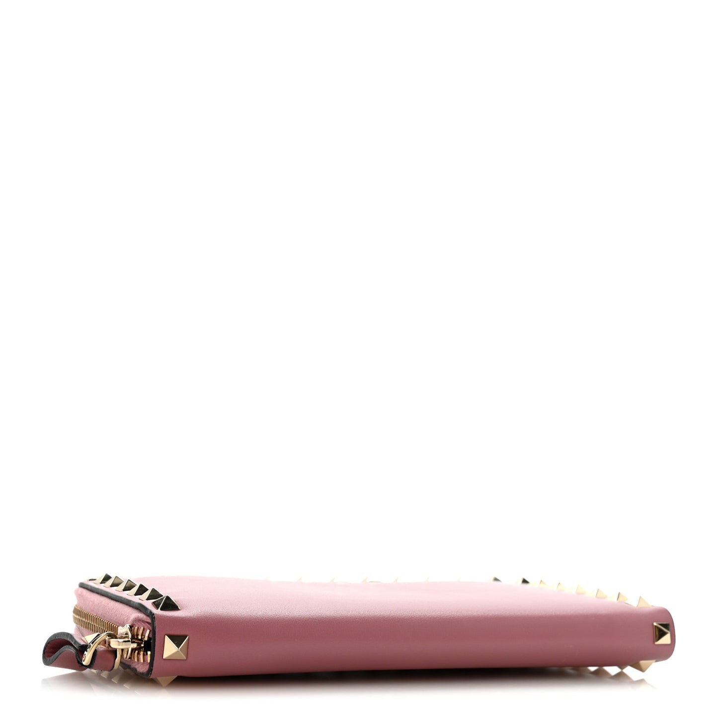 Calfskin Rockstud Zip Around Wallet Lipstick