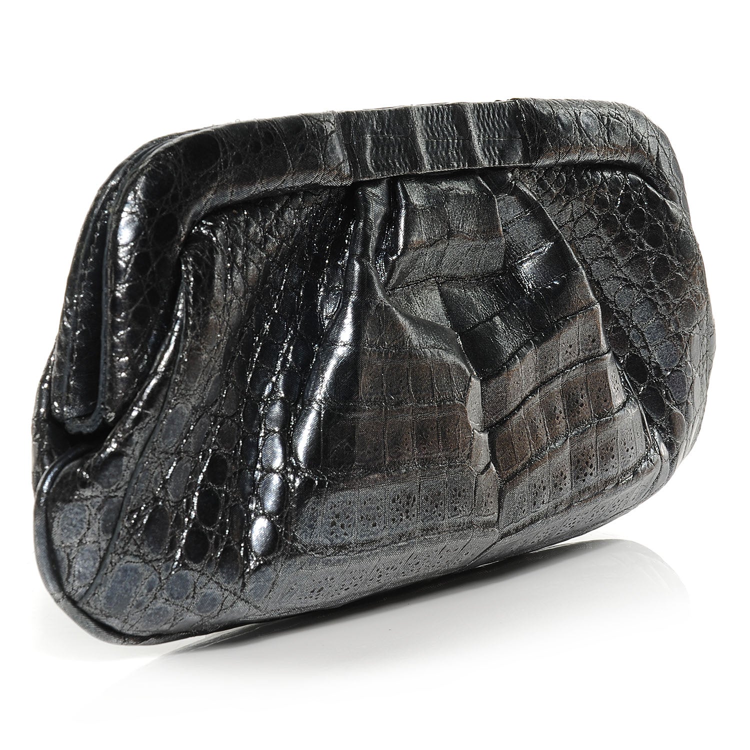 Nancy Gonzalez Crocodile Clutch Pewter 3 of 7