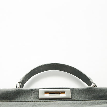 Fendi Goatskin Zucca Medium Peekaboo Iconic Satchel Black Tobacco 9 of 9