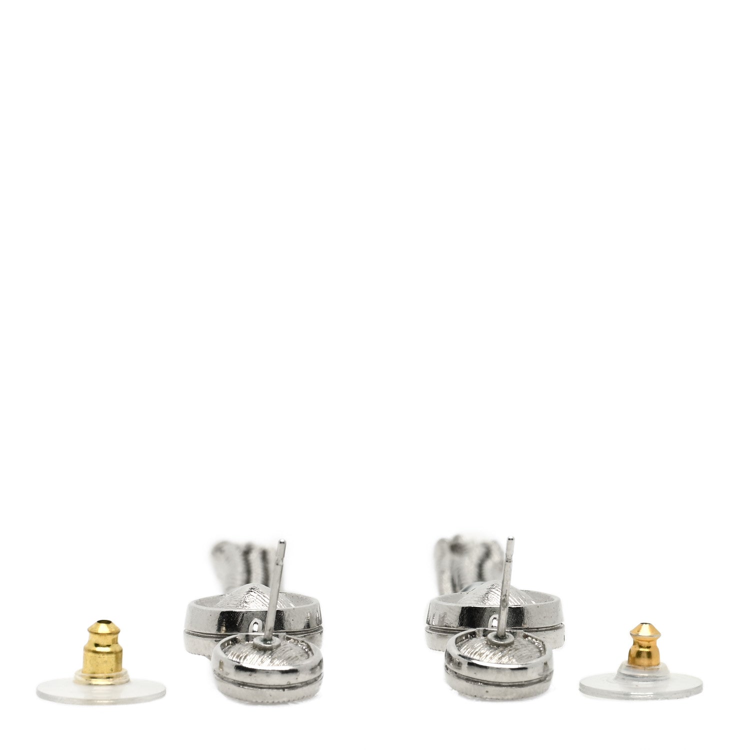 Chanel Crystal CC Chain Tassel Drop Earrings Grey 3 of 4