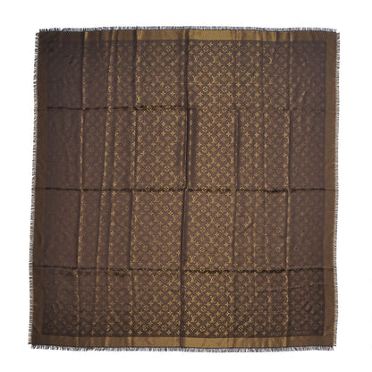 Louis Vuitton Silk Lurex Wool Monogram Shine Shawl Brown 1 of 4
