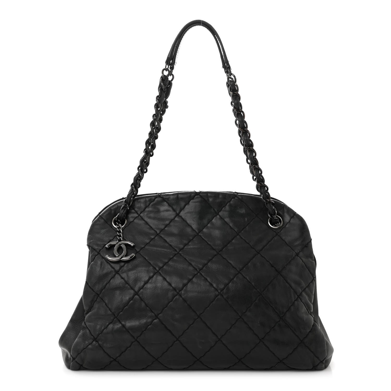 Chanel Iridescent Calfskin Large Just Mademoiselle Bowling Bag Black 1 of 13