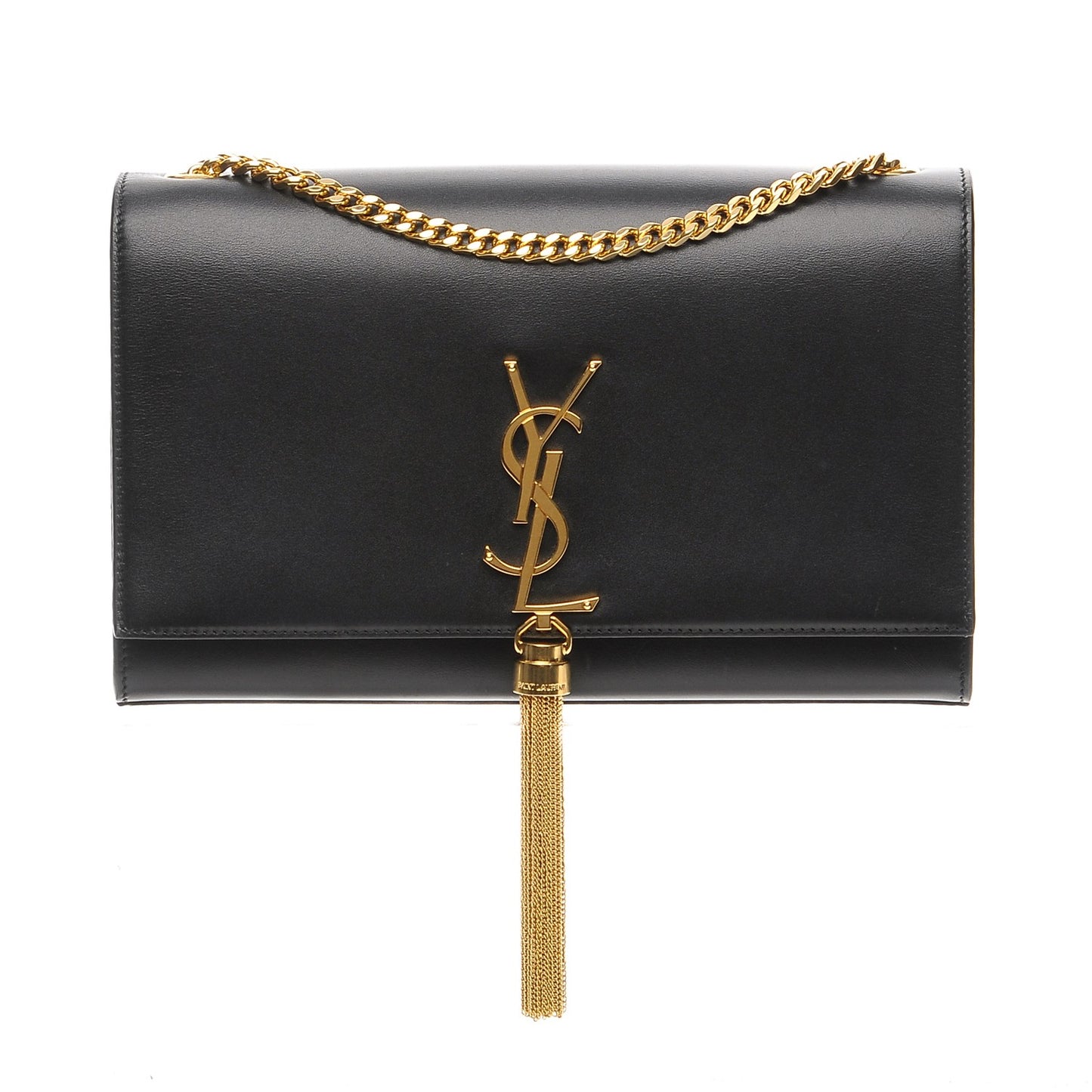 Smooth Calfskin Medium Classic Monogram Kate Tassel Satchel Black
