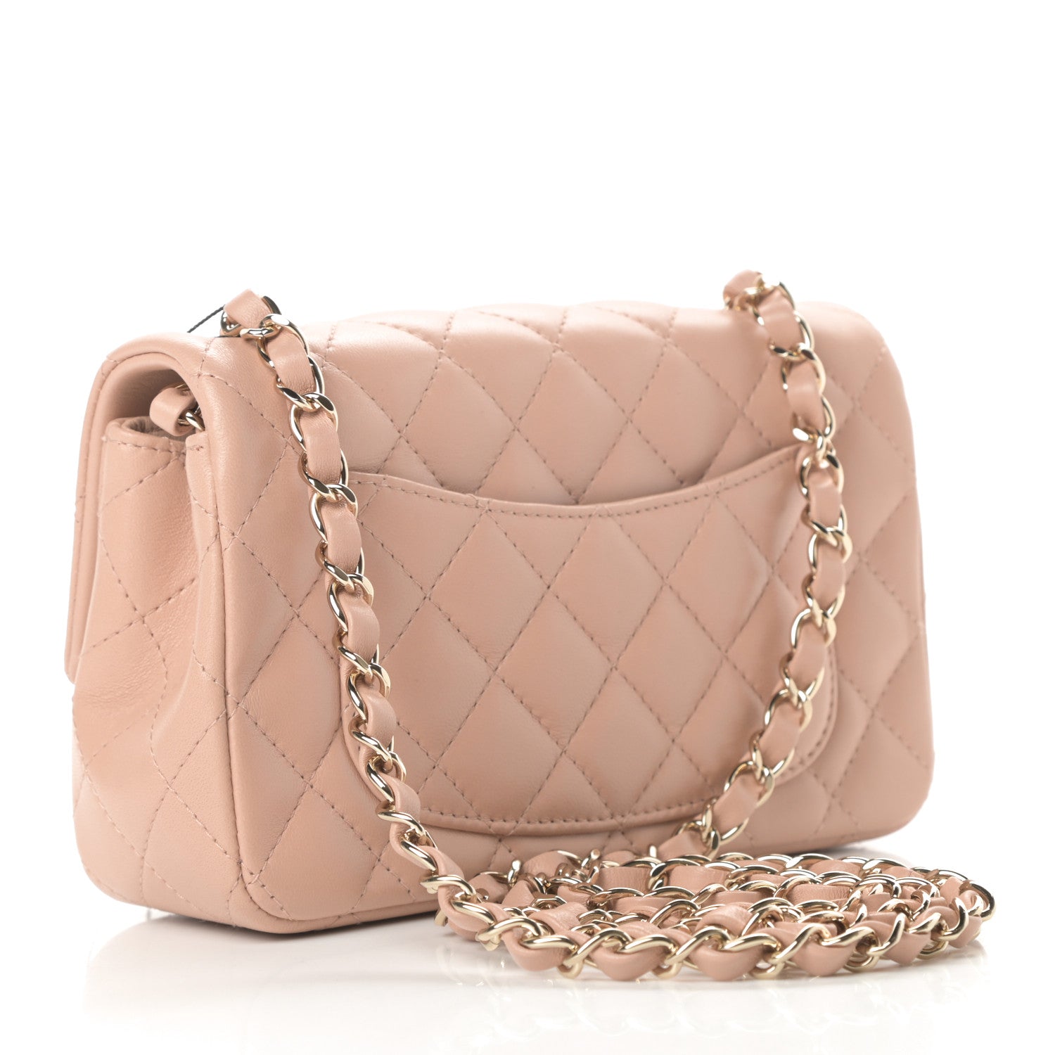 Chanel Lambskin Quilted Mini Rectangular Flap Beige 3 of 11