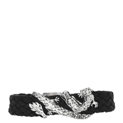John Hardy Sterling Silver Leather Naga Dragon Bracelet Black 1 of 4