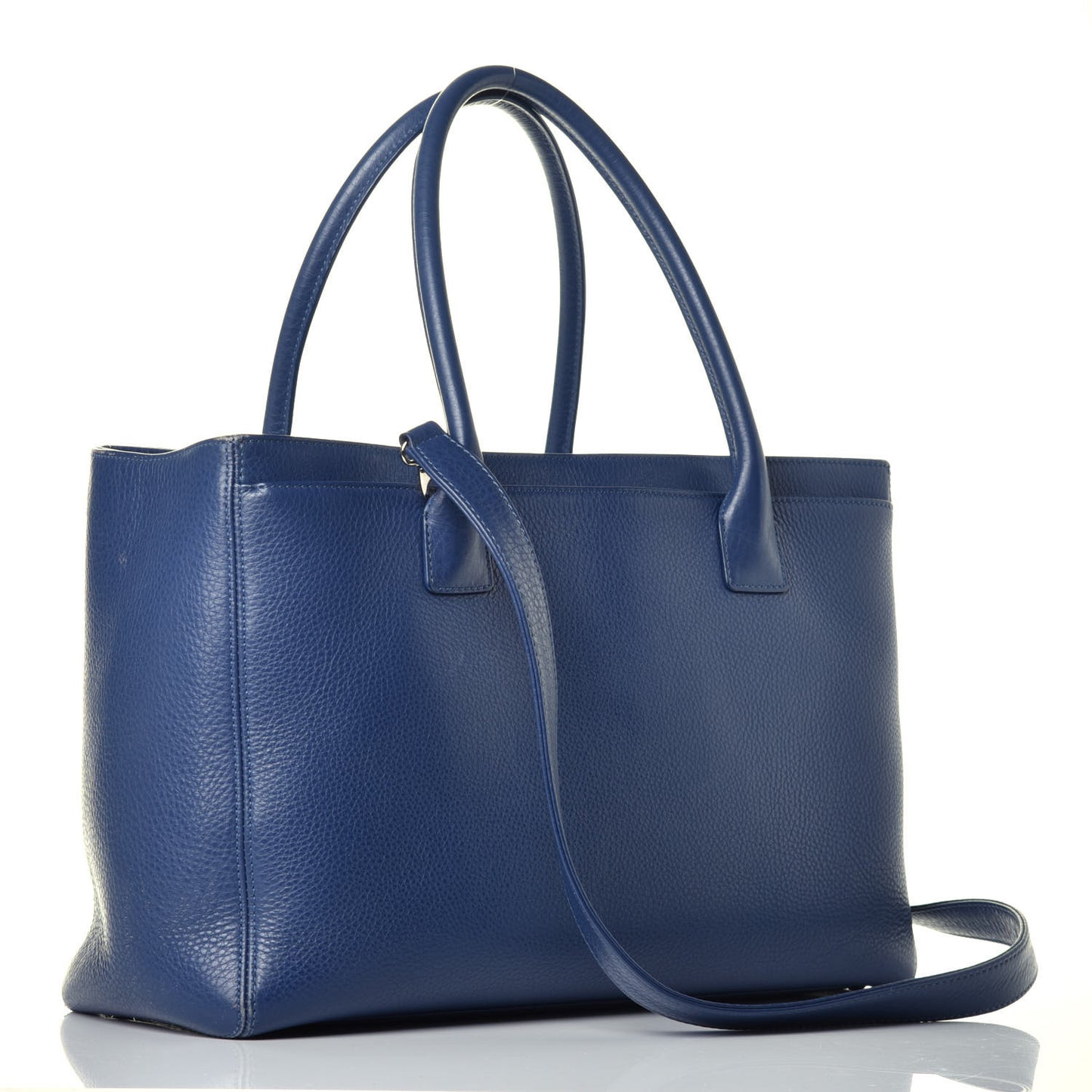 Calfskin Cerf Executive Shopper Tote Blue