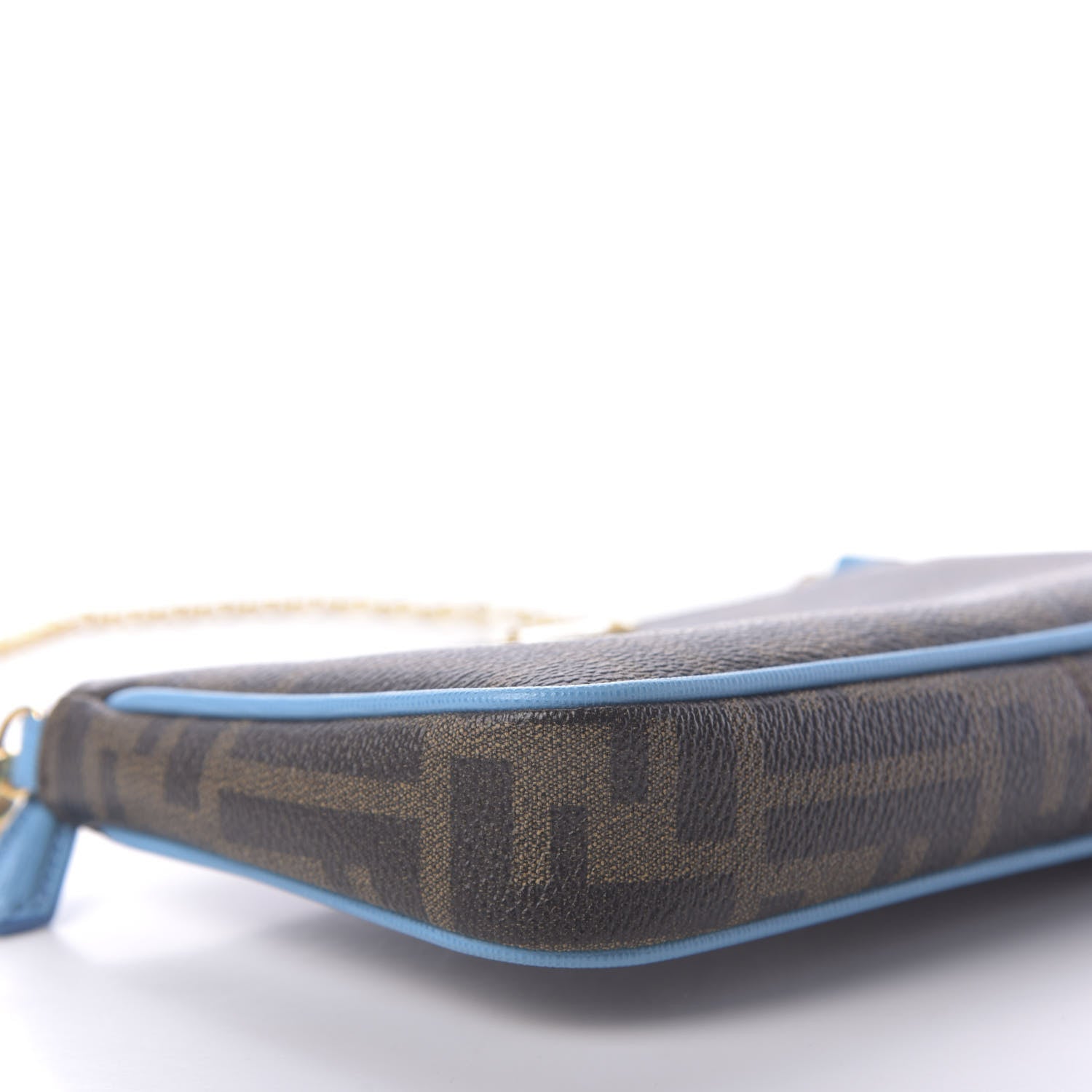 Fendi Zucca Spalmati Vitello Elite Pochette Tobacco Turchese 6 of 10