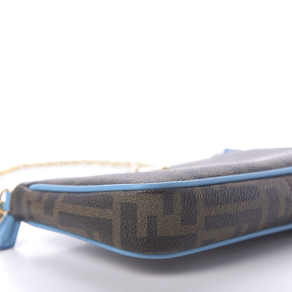 Fendi Zucca Spalmati Vitello Elite Pochette Tobacco Turchese 6 of 10