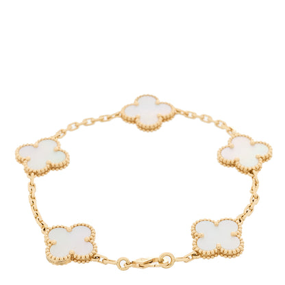 Van Cleef & Arpels 18K Yellow Gold Mother of Pearl 5 Motifs Vintage Alhambra Bracelet 3 of 6