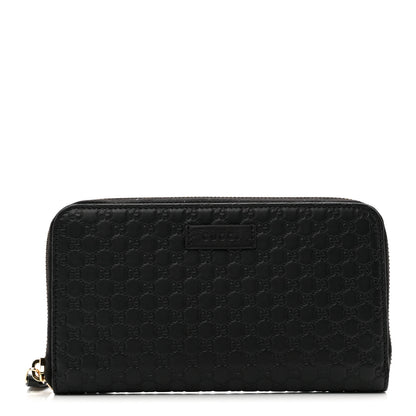 Gucci Guccissima Signature Zip Around Organizer Wallet Black 1 of 8