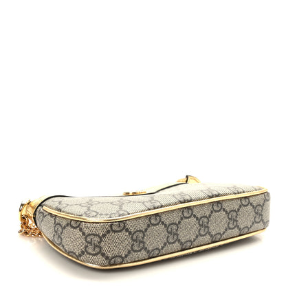 Gucci GG Supreme Monogram Lame Textured Dollar Calfskin Mini Ophidia Chain Bag Beige Ebony Gold 4 of 8