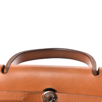 Hermes Toile Vache Calfskin Herbag 30 PM Black Natural 10 of 16